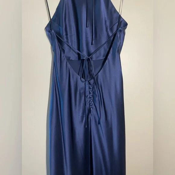 NEW Reformation Jeany Silk Long Dress Backless Formal Navy | Size M - Picture 10 of 13